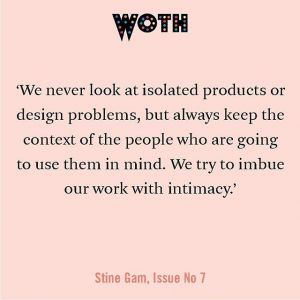 Stine Gam of @gamfratesi in our  current issue. Go get your copy in a store near you. 
We were so lucky to meet Stine's partner Enrico Fratesi in Copenhagen last thursday. Nice to meet you Enrico! #stinegam #gamfratesi #copenhagen #italy #woth #wonderful 